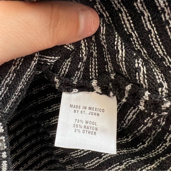 St. John Sport Women’s Black Wool Blend Zipper Cardigan Sweater Set Size Large - Picture 11 of 16